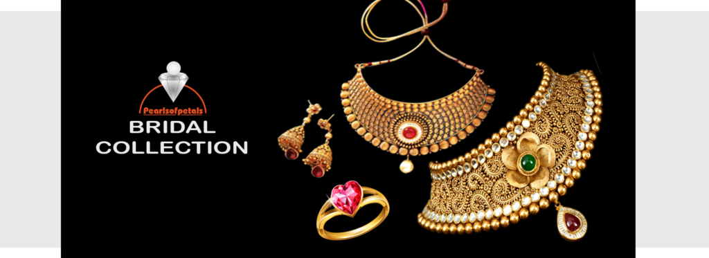 bridal Diamond Gold set - cvd diamond delhi - pearls of petals - MARRIAGE SET